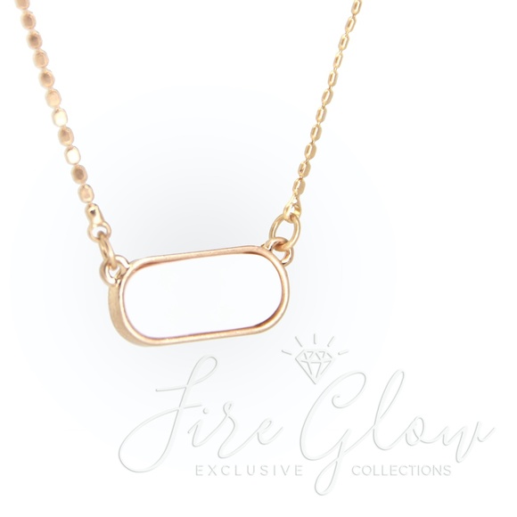 White Oval Pendant Necklace - Gold Tone - Picture 7 of 13